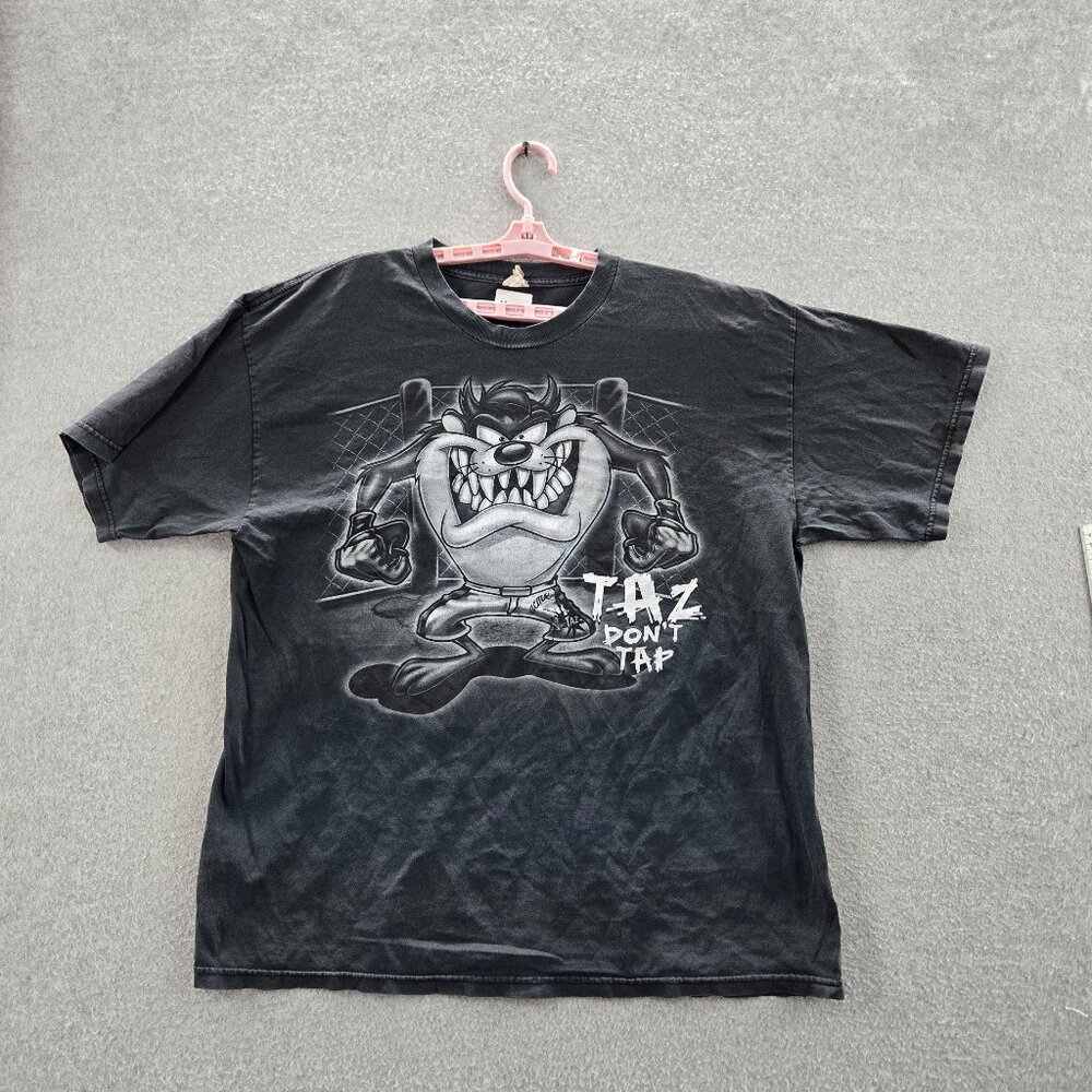 VINTAGE Tazmanian Devil Shirt XLโ Black Looney Tunes Tee READ